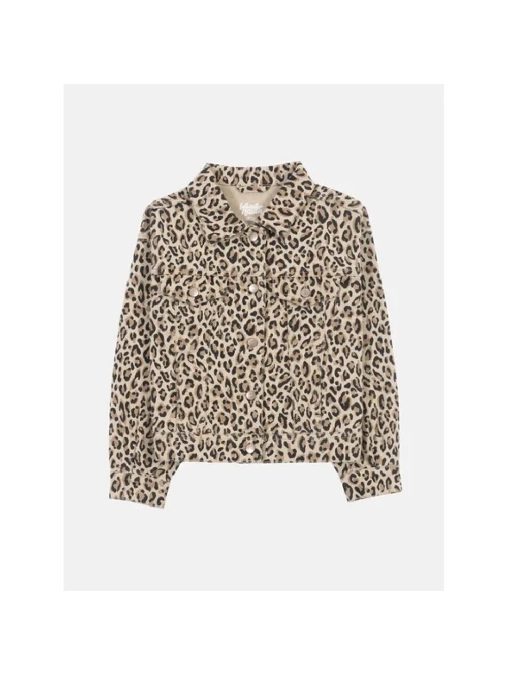 NWT Wonder Nation Girls’ Leopard Print Stretch Denim Trucker Jacket, XL (14/16)